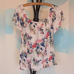 American Eagle Outfitters floral/white off the shoulder blouse - size XL
